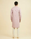 Manyavar Men Dusty Pink Cotton Printed Kurta Pajama Set