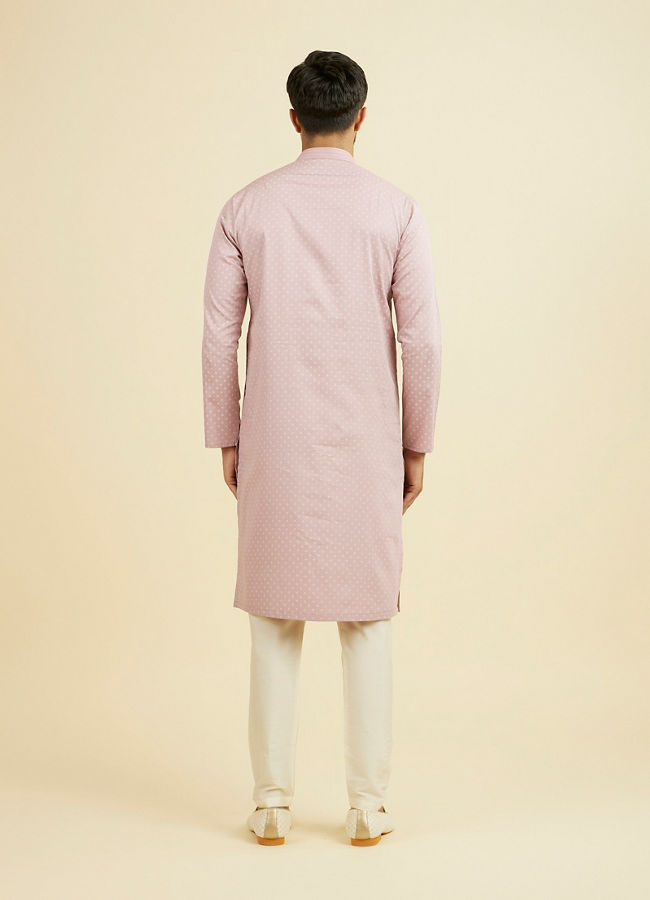 Manyavar Men Dusty Pink Cotton Printed Kurta Pajama Set