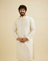 Cream White Chikankari Kurta Set With Sequin Work