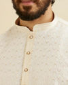 Manyavar Men Cream White Chikankari Kurta Set With Sequin Work