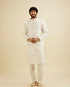 Manyavar Men Cream White Chikankari Kurta Set With Sequin Work