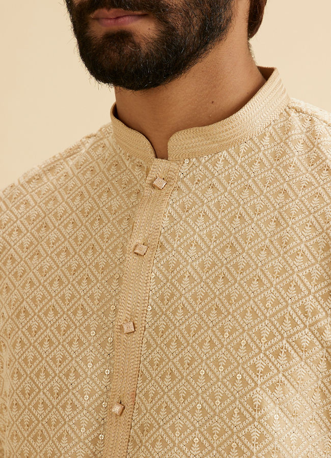 Manyavar Men Beige Awesome Aura Kurta Pajama