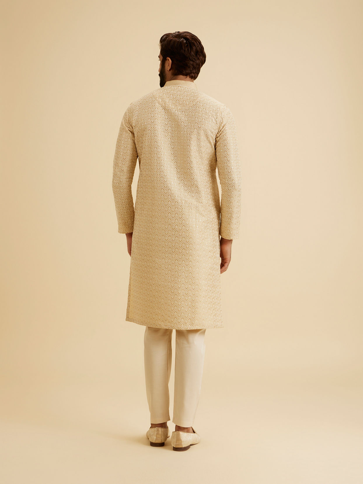 Manyavar Men Beige Awesome Aura Kurta Pajama