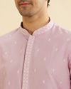Manyavar Men Soft Lilac Buta Patterned Kurta Set with Buta Embroidery