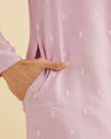 Manyavar Men Soft Lilac Buta Patterned Kurta Set with Buta Embroidery