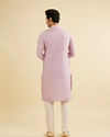 Manyavar Men Soft Lilac Buta Patterned Kurta Set with Buta Embroidery