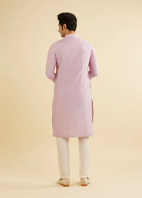 Manyavar Men Soft Lilac Buta Patterned Kurta Set with Buta Embroidery image number 6