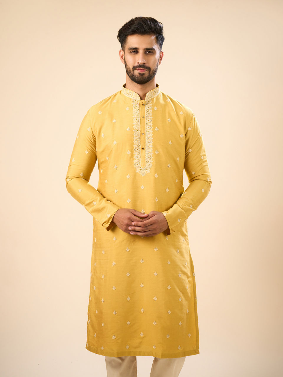 Manyavar Men Sun Kissed Mustard Kurta Pajama