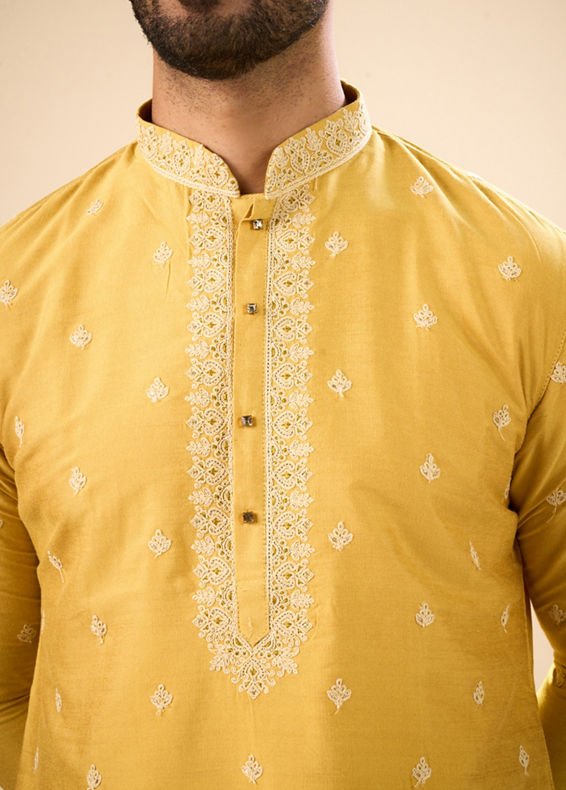 Manyavar Men Sun Kissed Mustard Kurta Pajama