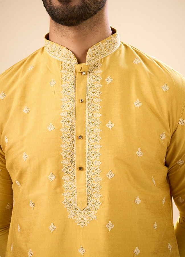 Manyavar Men Sun Kissed Mustard Kurta Pajama