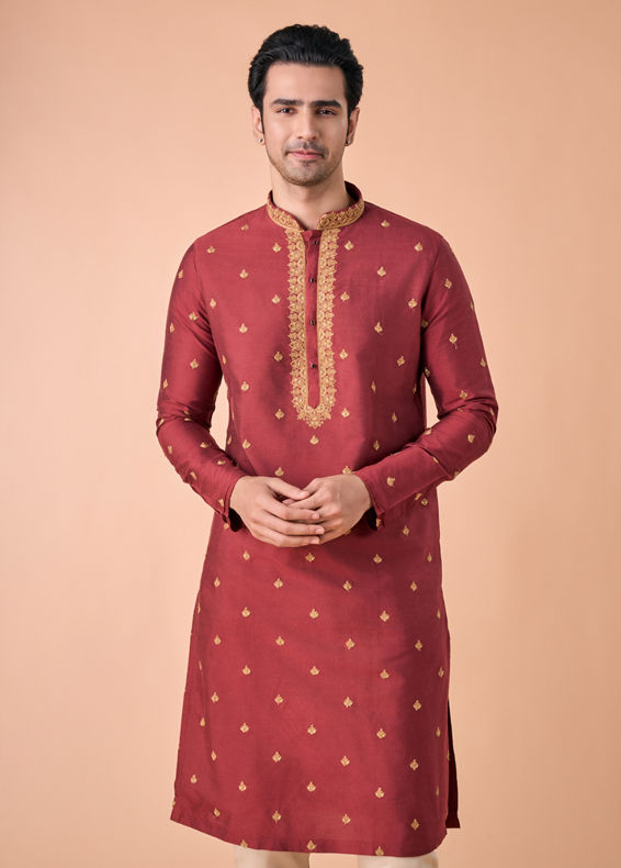 Manyavar Men Rust Radiance Kurta Pajama