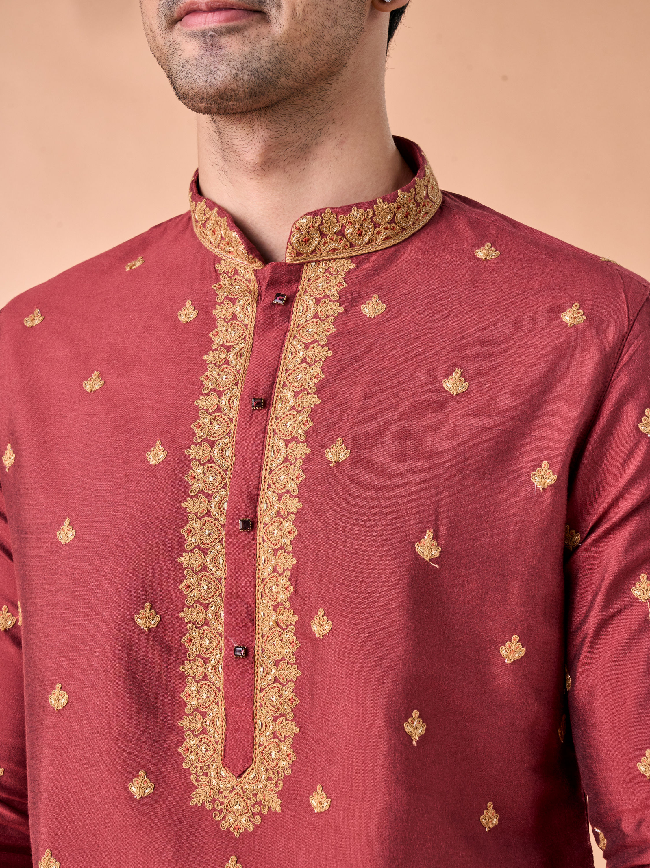 Manyavar Men Rust Radiance Kurta Pajama