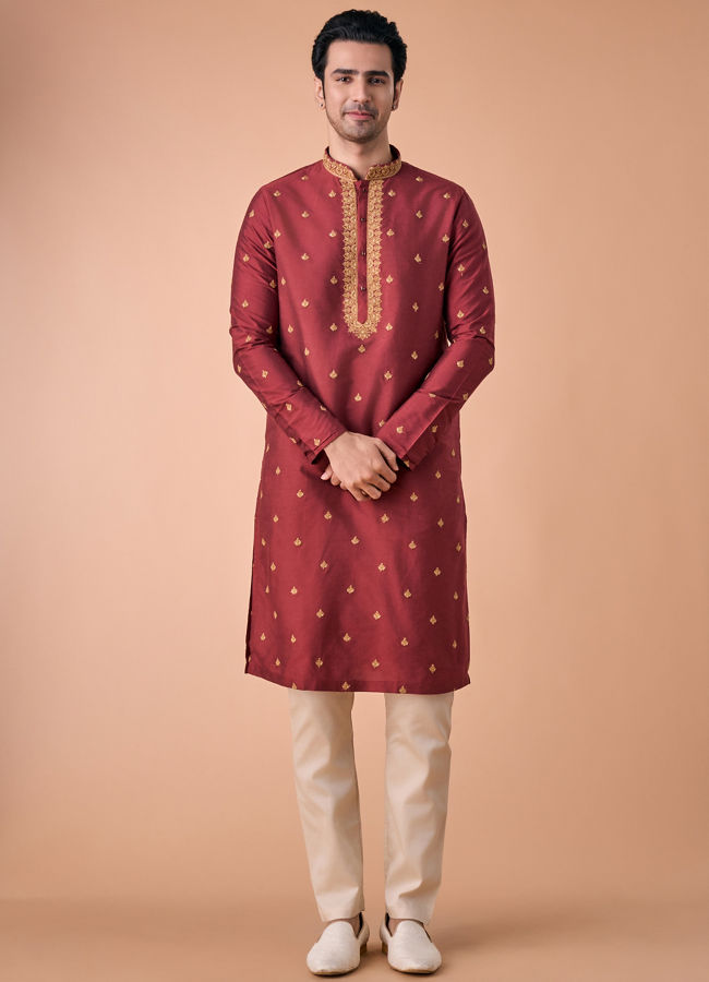 Manyavar Men Rust Radiance Kurta Pajama