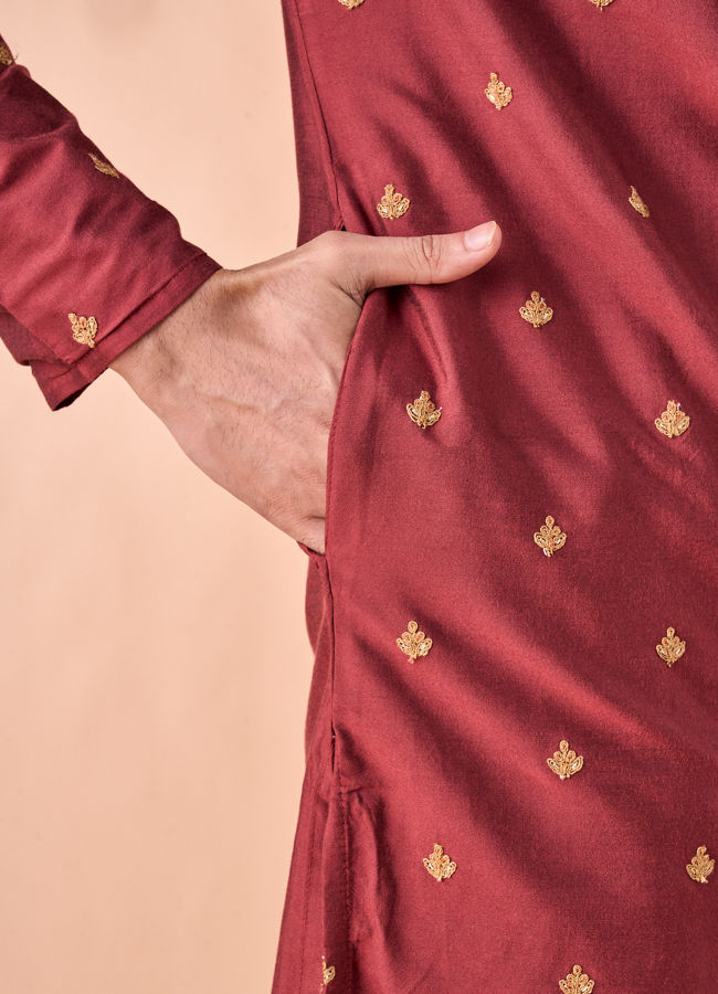Manyavar Men Rust Radiance Kurta Pajama