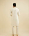 Manyavar Men Cream White Buta Patterned Kurta Set with Embroidered Neckline