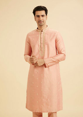 Manyavar Men Peach Gala Kurta Pajama