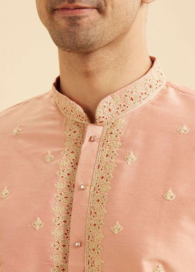 Manyavar Men Peach Gala Kurta Pajama