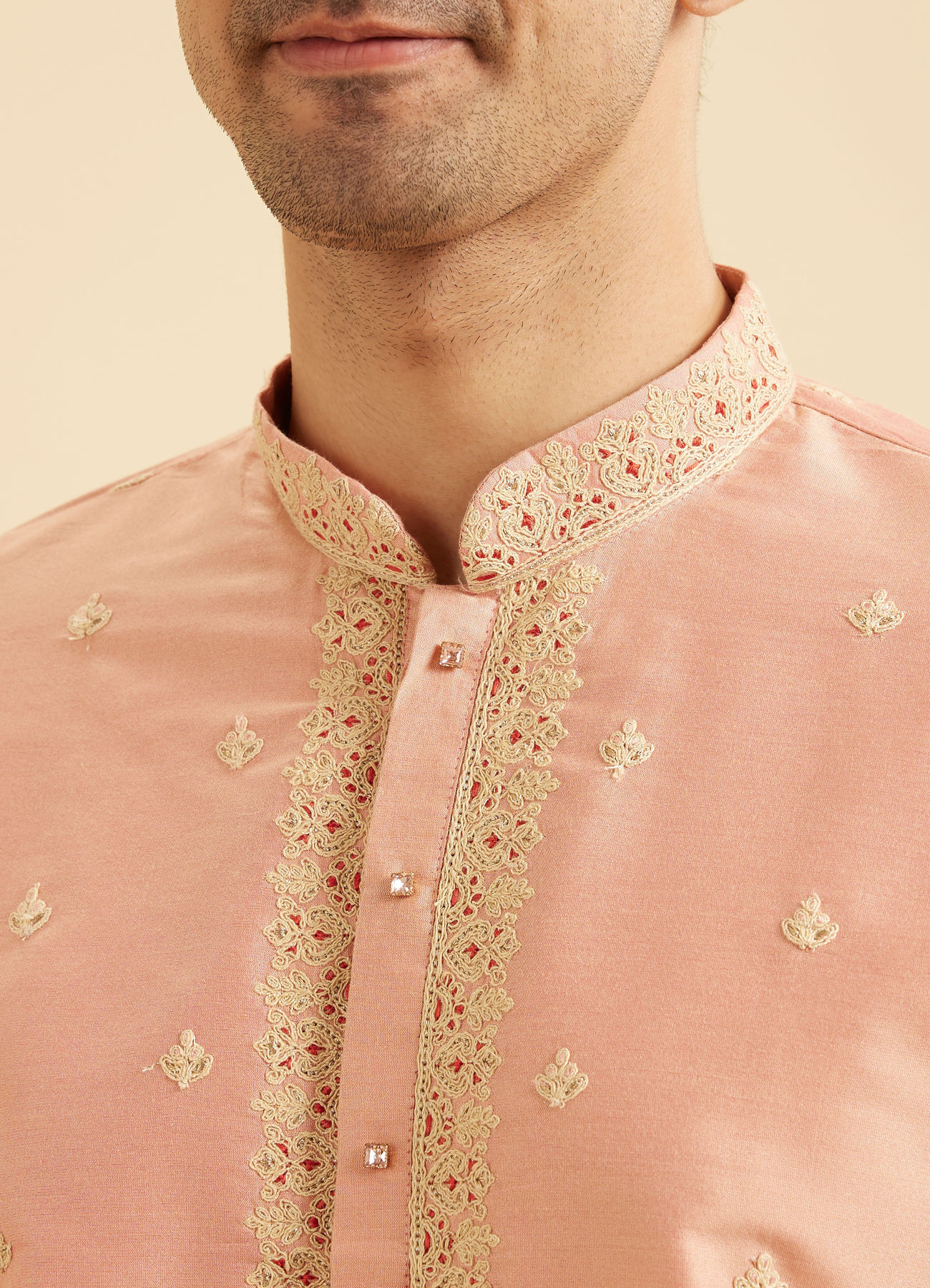 Manyavar Men Peach Gala Kurta Pajama
