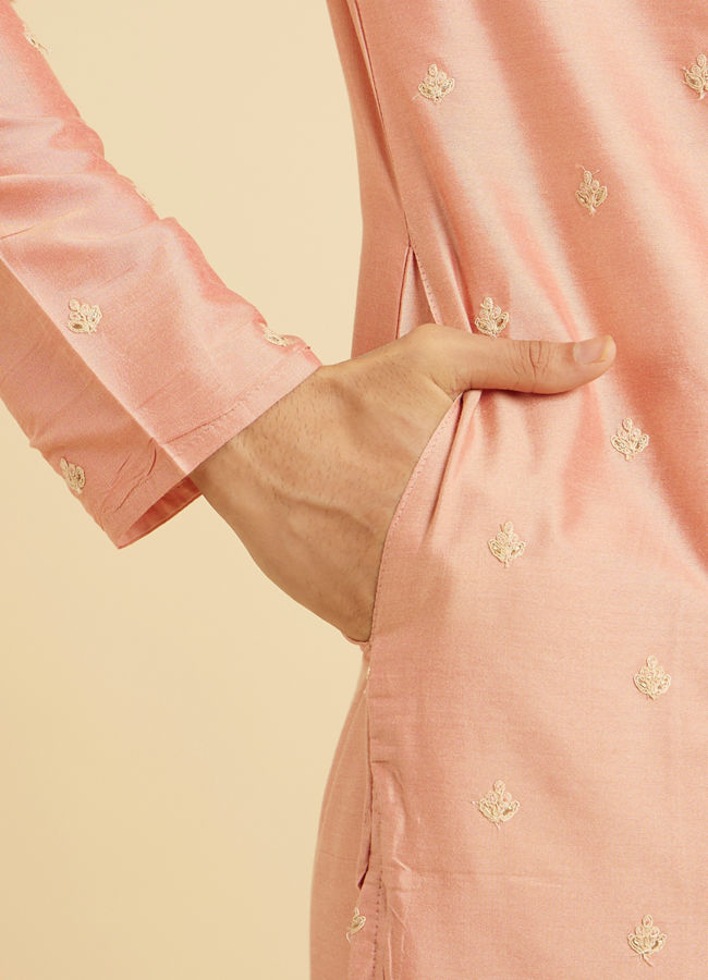 Manyavar Men Peach Gala Kurta Pajama