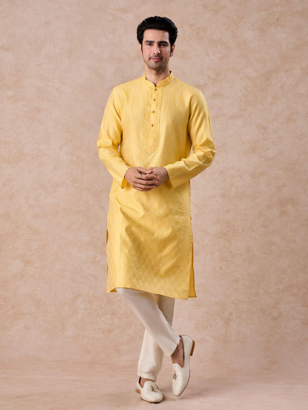 Manyavar Men Sunrise Yellow Kurta Pajama