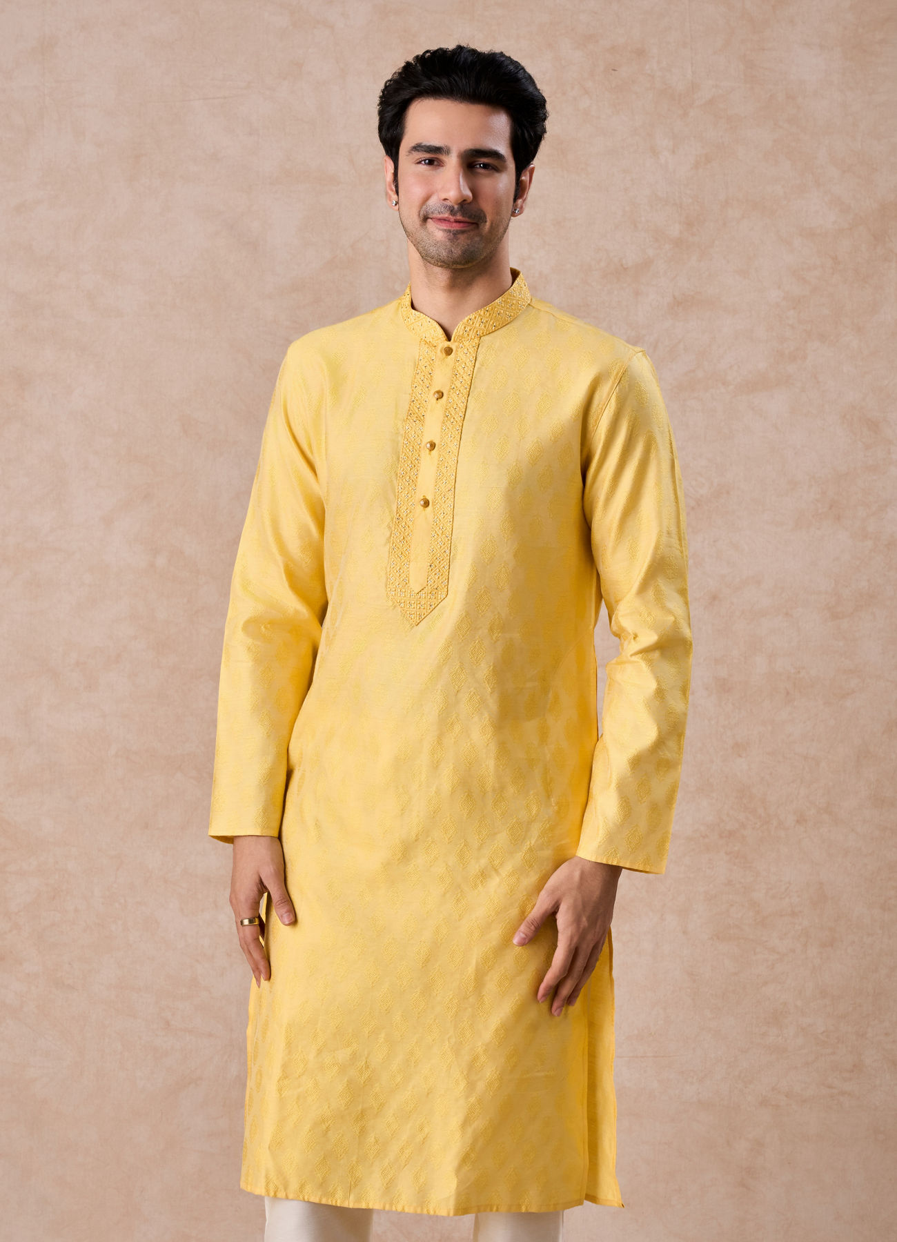Manyavar Men Sunrise Yellow Kurta Pajama