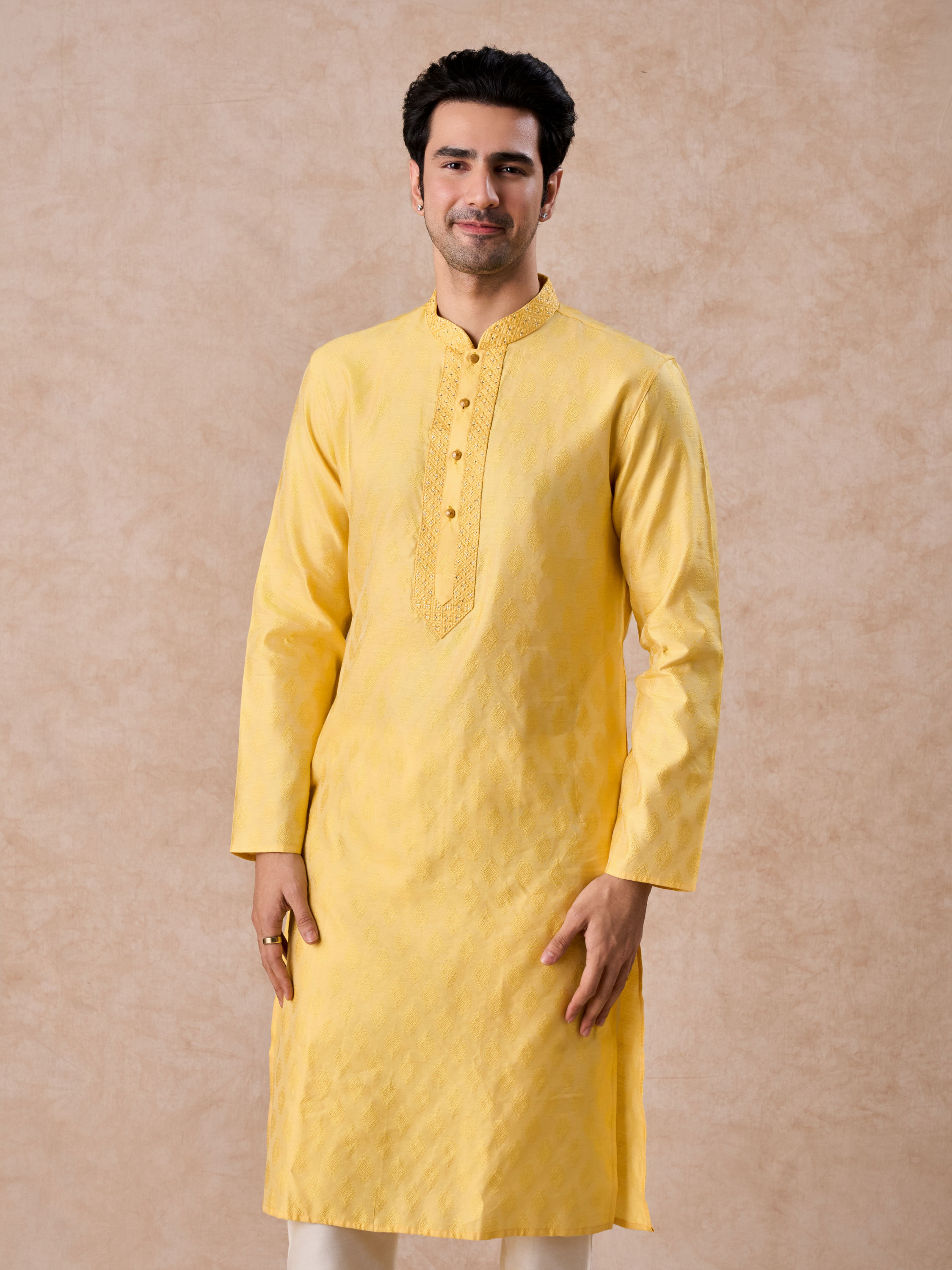 Manyavar Men Sunrise Yellow Kurta Pajama