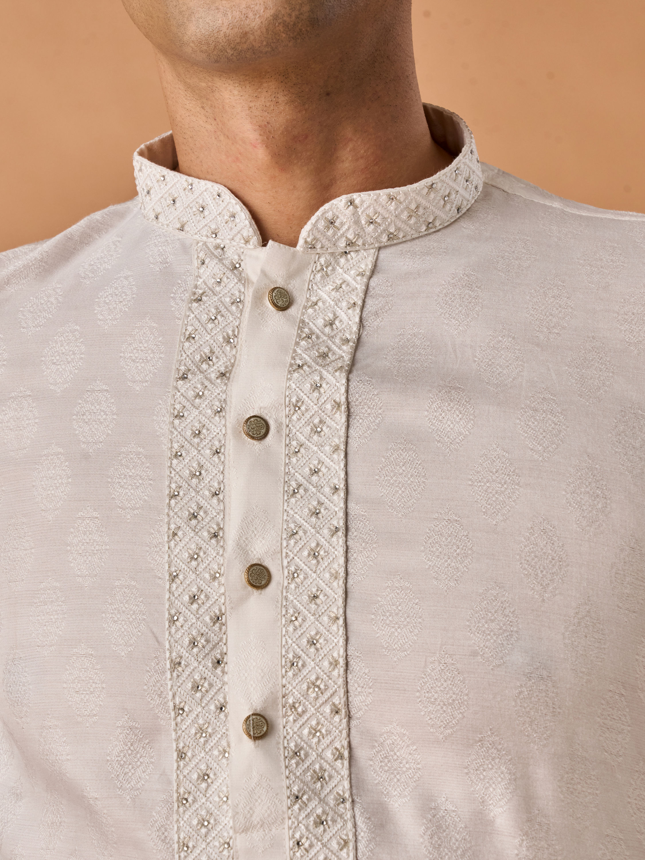 Manyavar Men Enchanting Cream Kurta Pajama