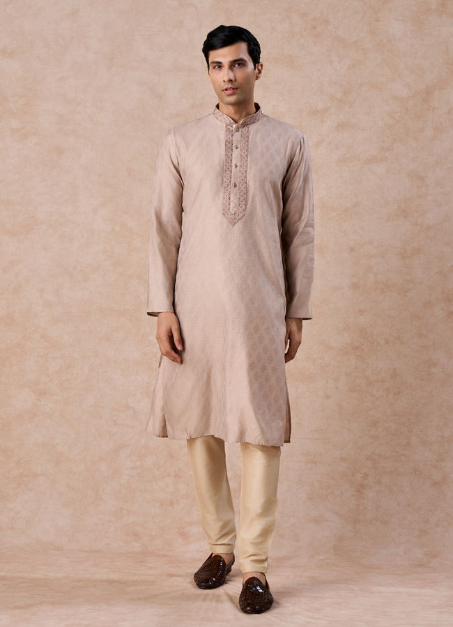 Manyavar Men Elegant Beige Kurta Pajama