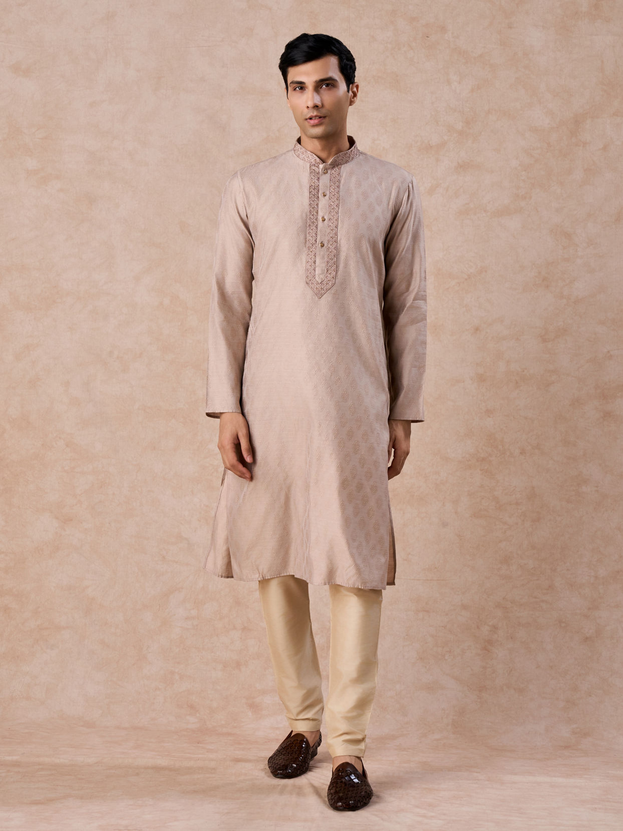 Manyavar Men Elegant Beige Kurta Pajama