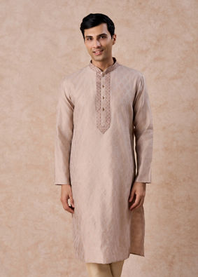 Manyavar Men Elegant Beige Kurta Pajama