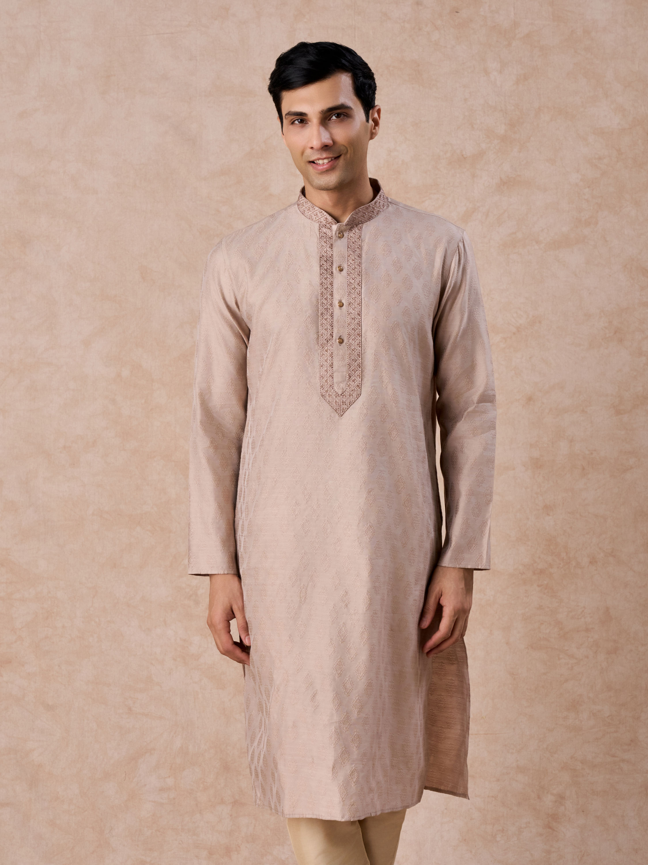 Manyavar Men Elegant Beige Kurta Pajama