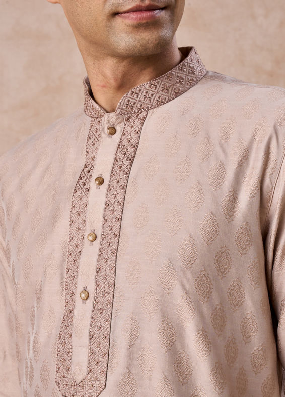 Manyavar Men Elegant Beige Kurta Pajama
