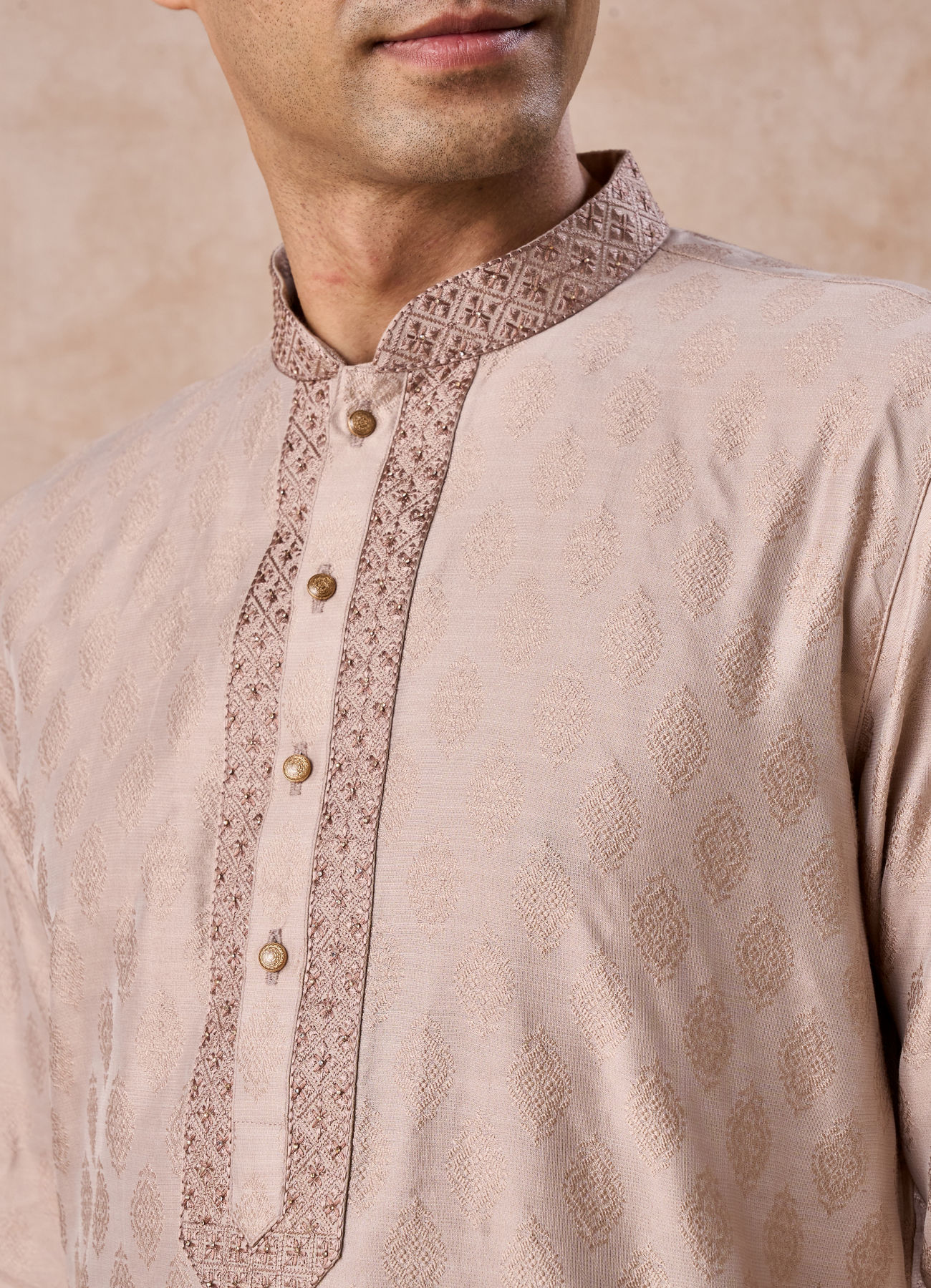 Manyavar Men Elegant Beige Kurta Pajama