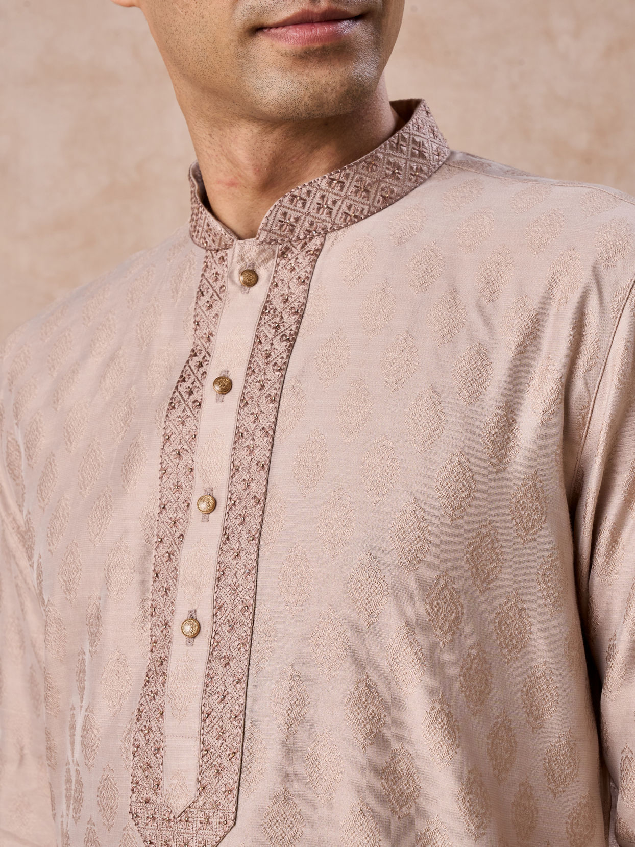 Manyavar Men Elegant Beige Kurta Pajama