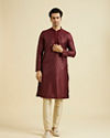Manyavar Men Maroon Celebration Kurta Pajama