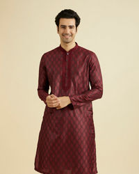 Manyavar Men Maroon Celebration Kurta Pajama