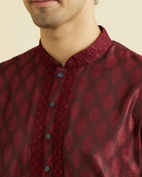 Manyavar Men Maroon Celebration Kurta Pajama