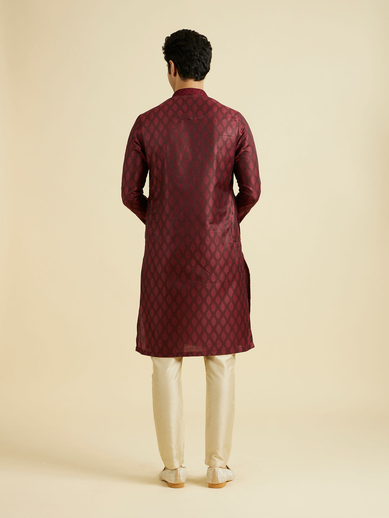 Manyavar Men Maroon Celebration Kurta Pajama