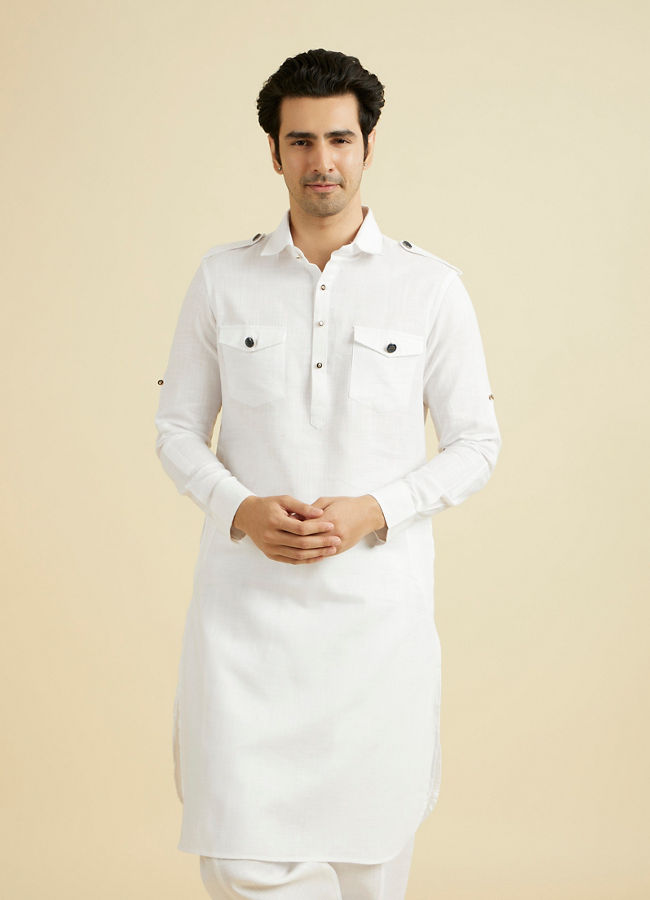 Manyavar Men White Regalia Kurta Pajama