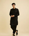 Manyavar Men Black Elegance Cotton Kurta Pajama