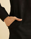 Manyavar Men Black Elegance Cotton Kurta Pajama