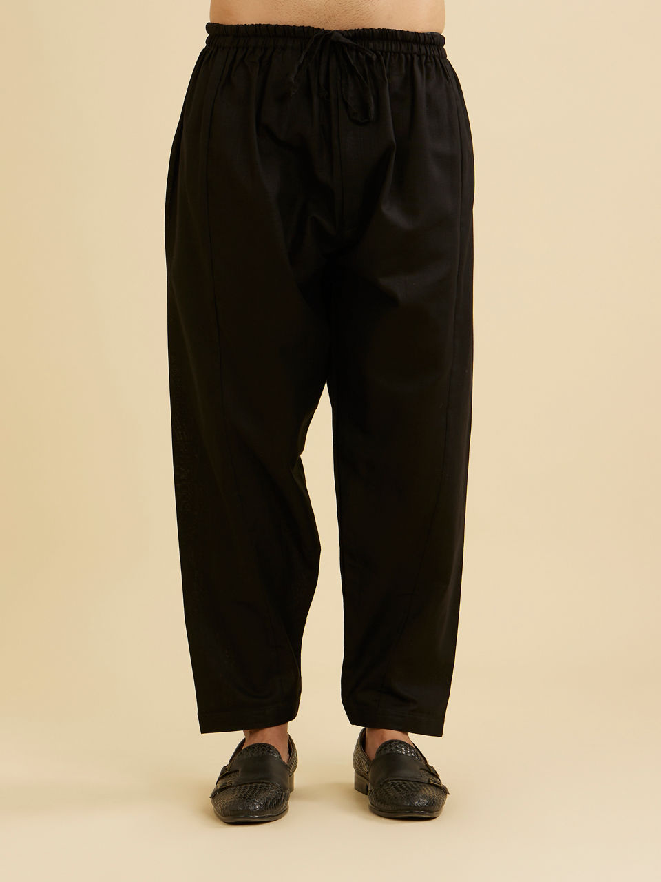 Manyavar Men Black Elegance Cotton Kurta Pajama