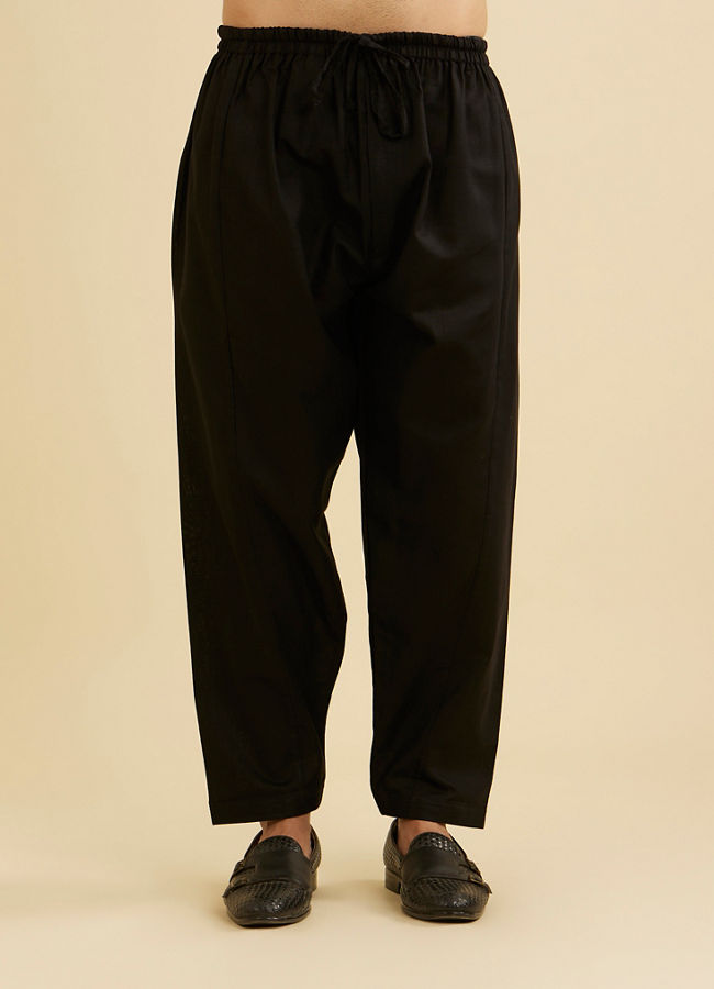 Manyavar Men Black Elegance Cotton Kurta Pajama
