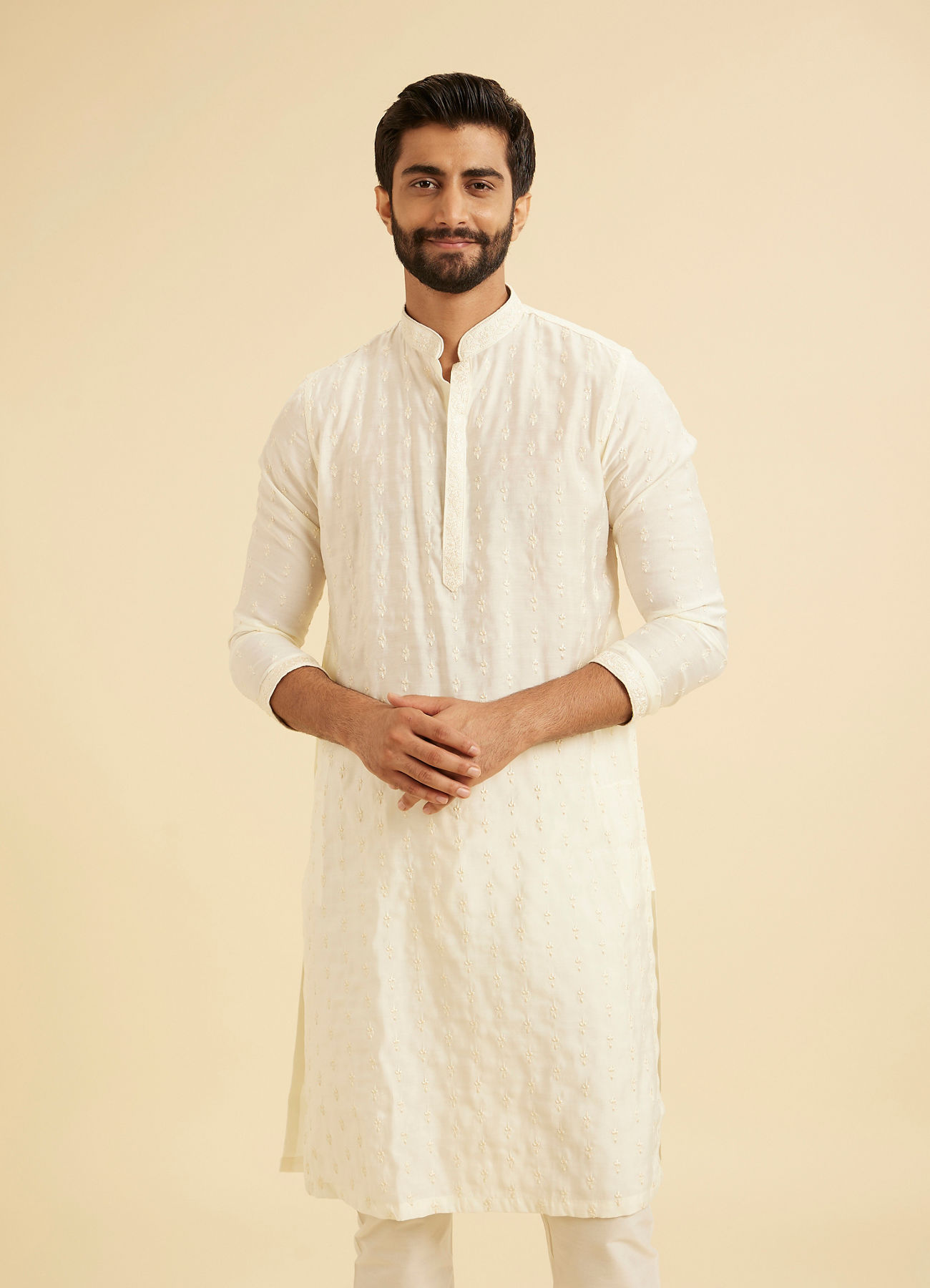 Manyavar Men Cream Mystic Kurta Pajama