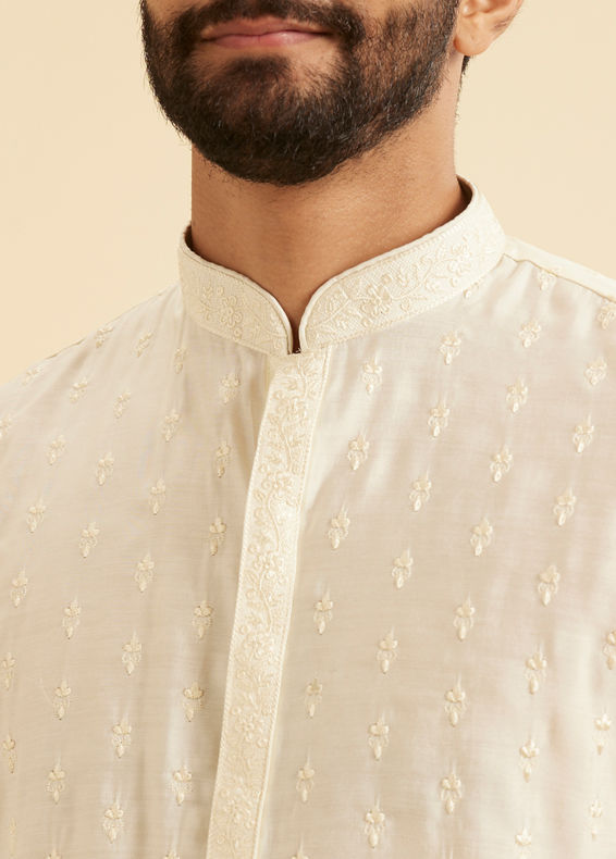 Manyavar Men Cream Mystic Kurta Pajama