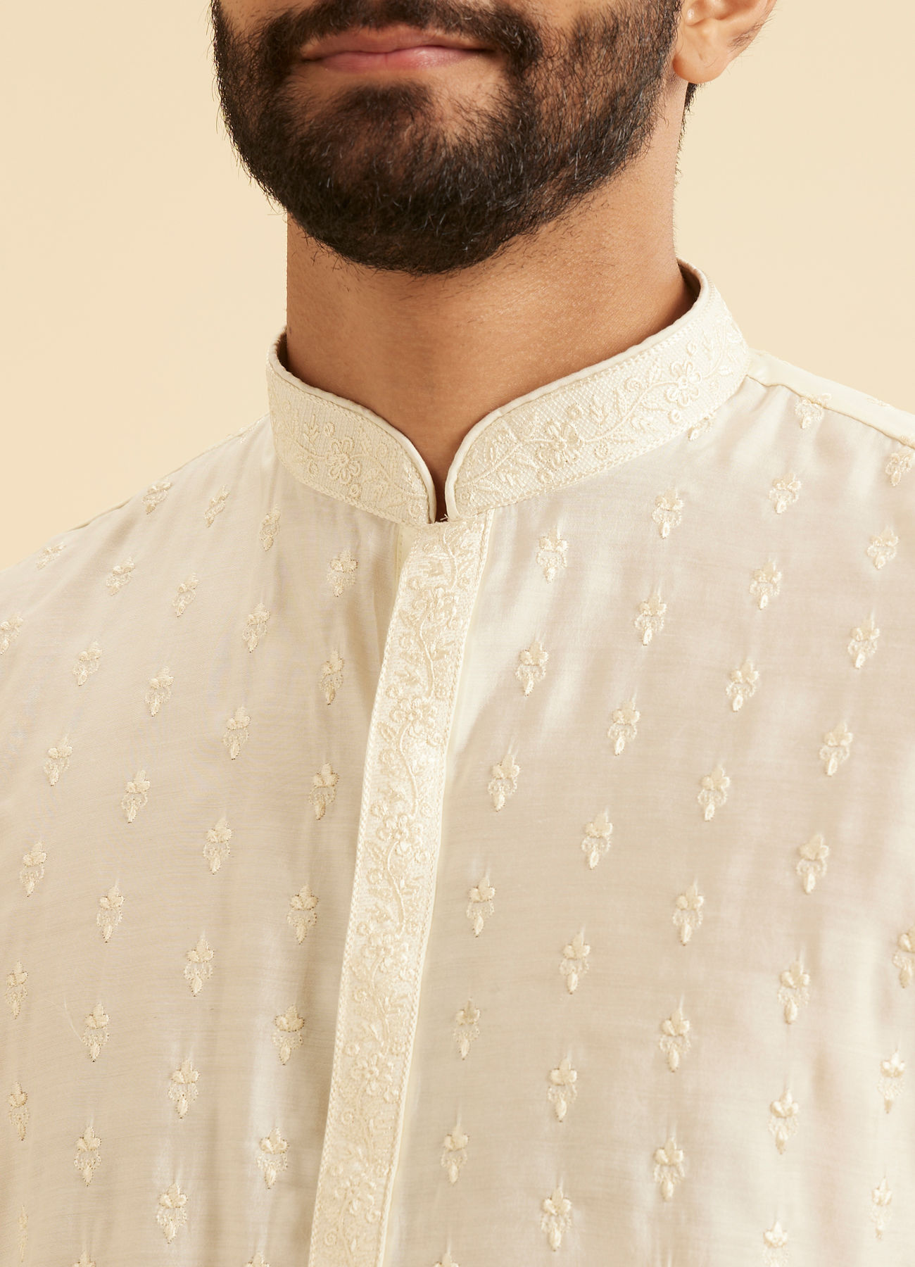 Manyavar Men Cream Mystic Kurta Pajama