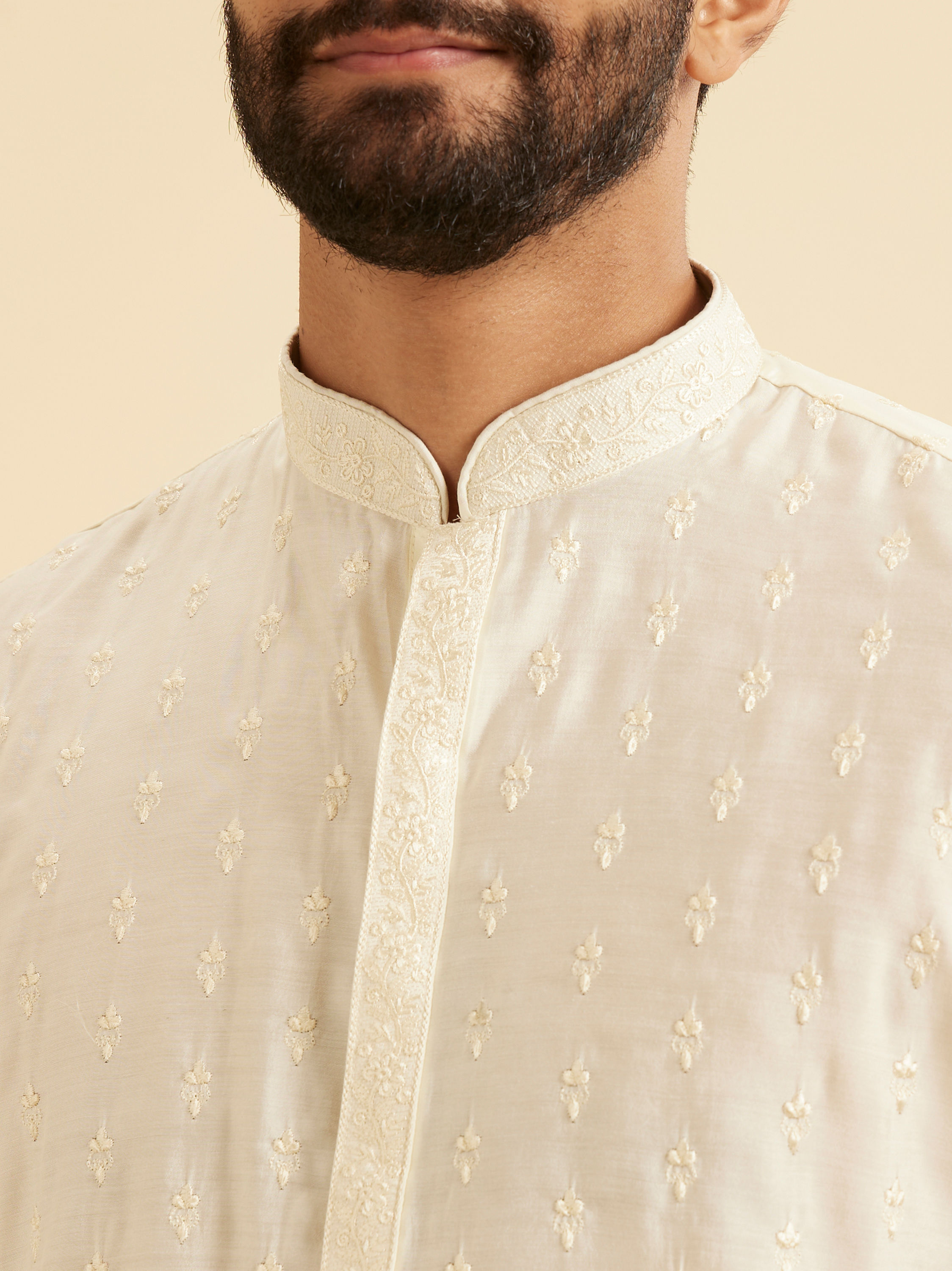 Manyavar Men Cream Mystic Kurta Pajama