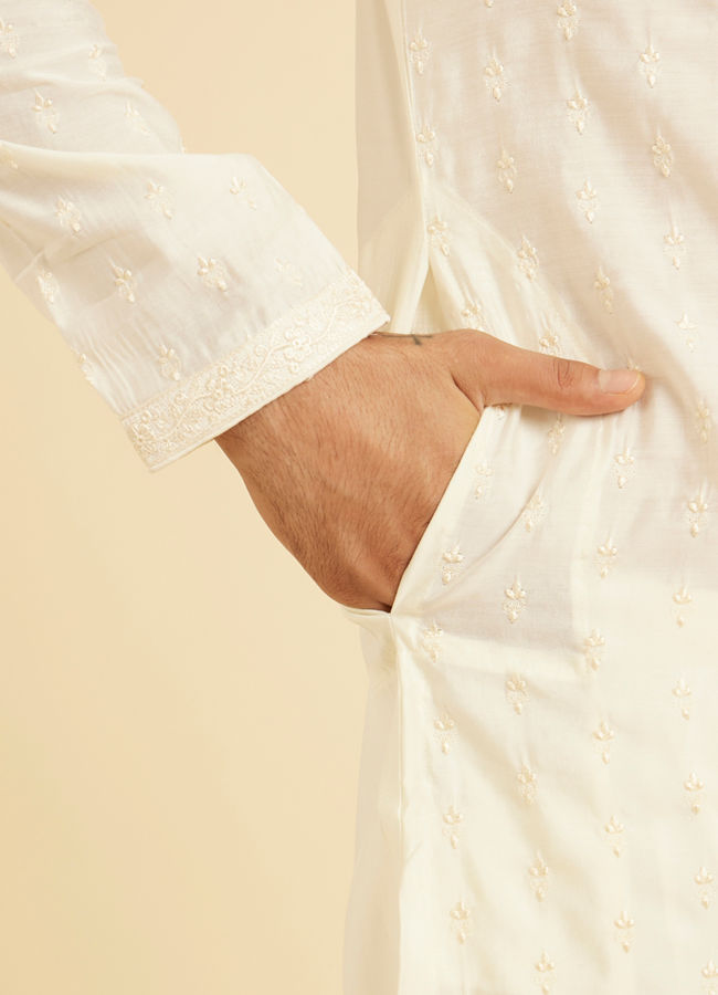 Manyavar Men Cream Mystic Kurta Pajama