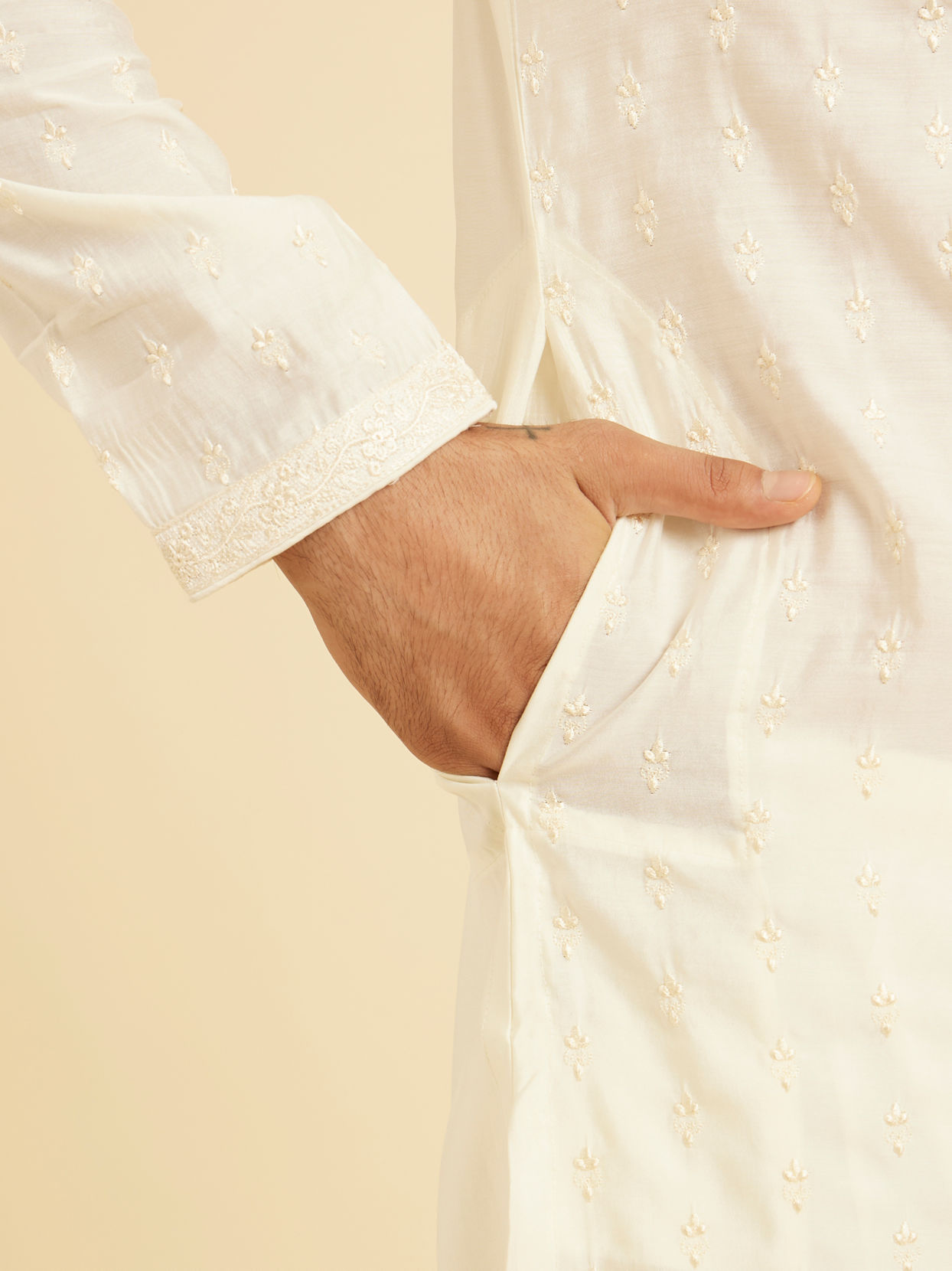 Manyavar Men Cream Mystic Kurta Pajama