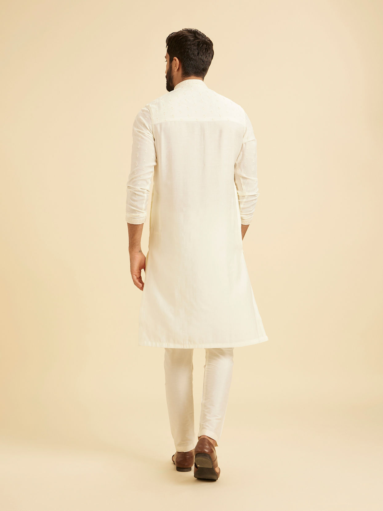 Manyavar Men Cream Mystic Kurta Pajama